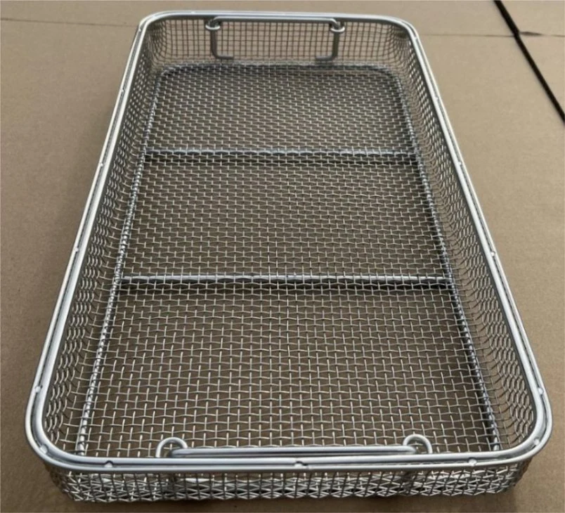 640X150X77mm Silicon Bracket Rigid Scopes Sterilization Welded Perforated Mesh Baskets